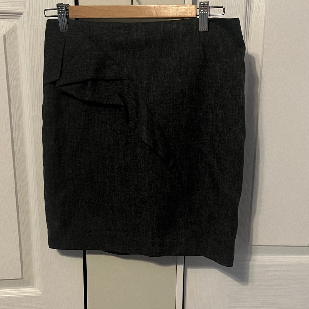 Jodi Arnold for The Limited Asymmetrical Ruffle Charcoal Grey Skirt